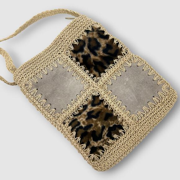 Vintage Y2k Xhilaration Crochet Patchwork Boho Crossbody Bag with Coin Purse - Picture 6 of 6